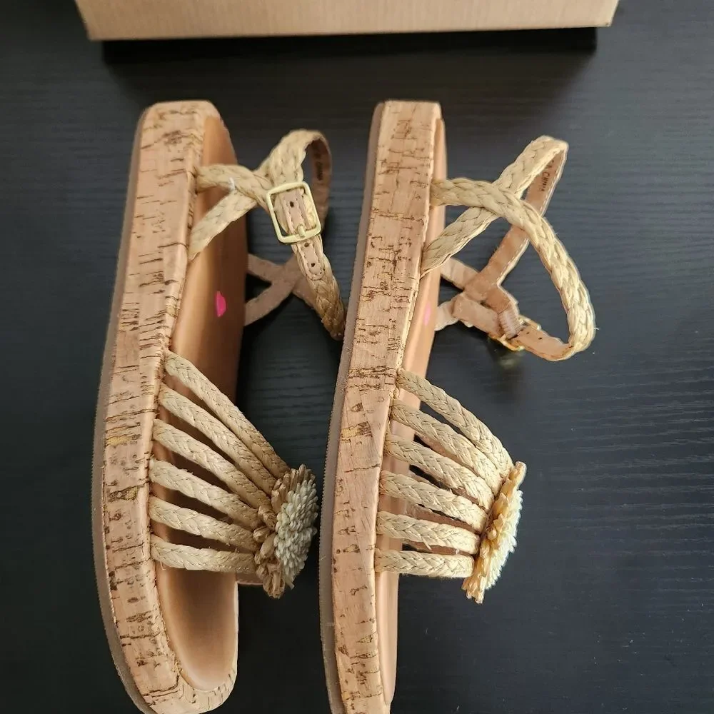 Steve Madden Kids Girls JGRADYY Tan Braided Slingback Sandals Size 3